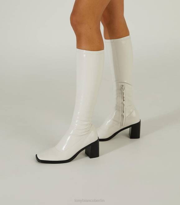kniehohe Stiefel| de Tony Bianco Frauen Damon-Kalbsstiefel Ecru-Crinkle-Patent 4624428